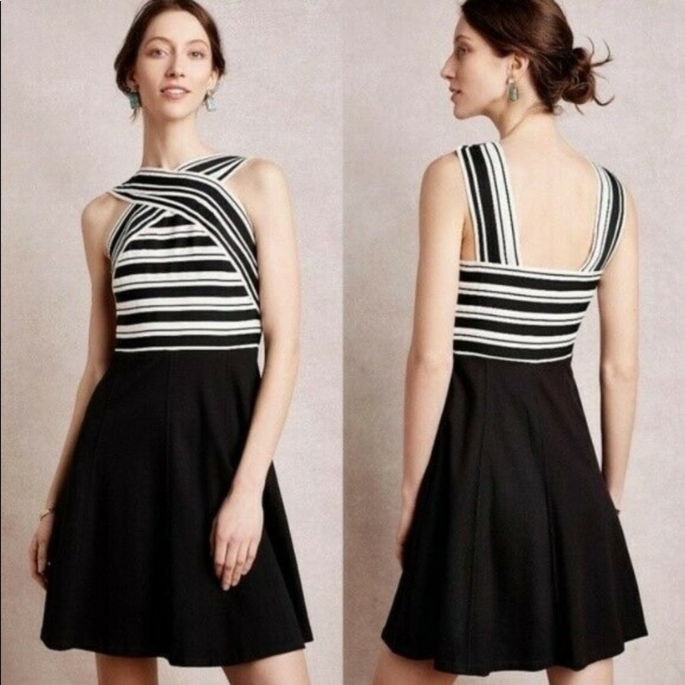 Anthropologie Maeve Crosswise Bandage Bodice Dress Stripe